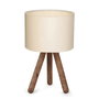 Opviq Lámpara de mesa AYD-2939 de madera con pantalla de tela crema